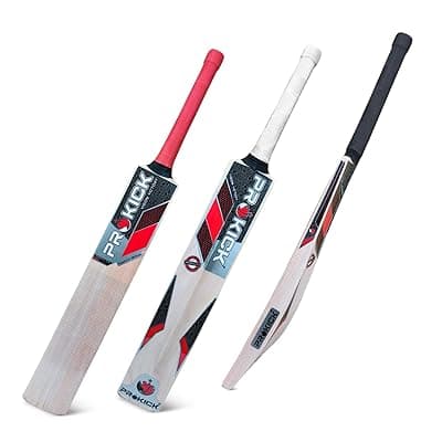 Prokick Impulse Kashmir Willow Cricket Bat (Suitable for Both Leather Ball and Tennis Ball) Both Hard and Soft Tennis Ball Bat | Red Tennis Ball Bat with Powerfull Stroke - Size 4