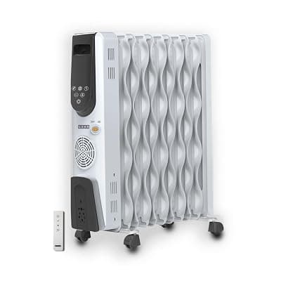 USHA 4309 FSE PTC Oil Filled Radiator with S-Shape Fins, Remote, Timer &amp; Adjustable Thermostat | 2000W + 400W Fan | Overheat &amp; Tip-Over Protection | 2 Year Warranty