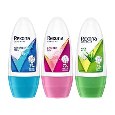 Rexona Women Underarm Roll-On Deodorant Combo of 3 | Aloe Vera, Shower Fresh &amp; Powder Dry Underarm Roll on (50ML each)