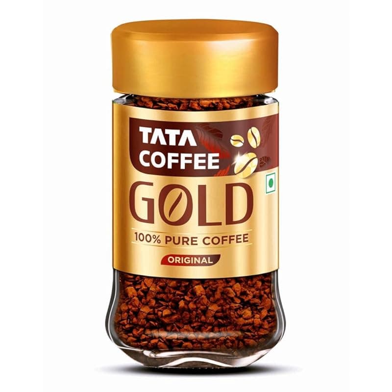 Tata Coffee Gold Original, Instant & Pure Coffee Jar, 50g, Freeze-Dried, Rich & Strong, Specially Sourced Robusta and Arabica bean