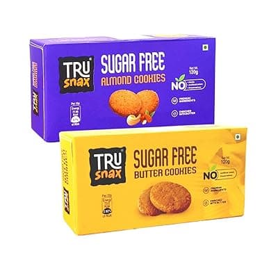 TruSnax Sugar-Free Cookies Combo Pack | Butter & Almond Cookies | No Preservatives | No Artificial Colours | 2 × 120g