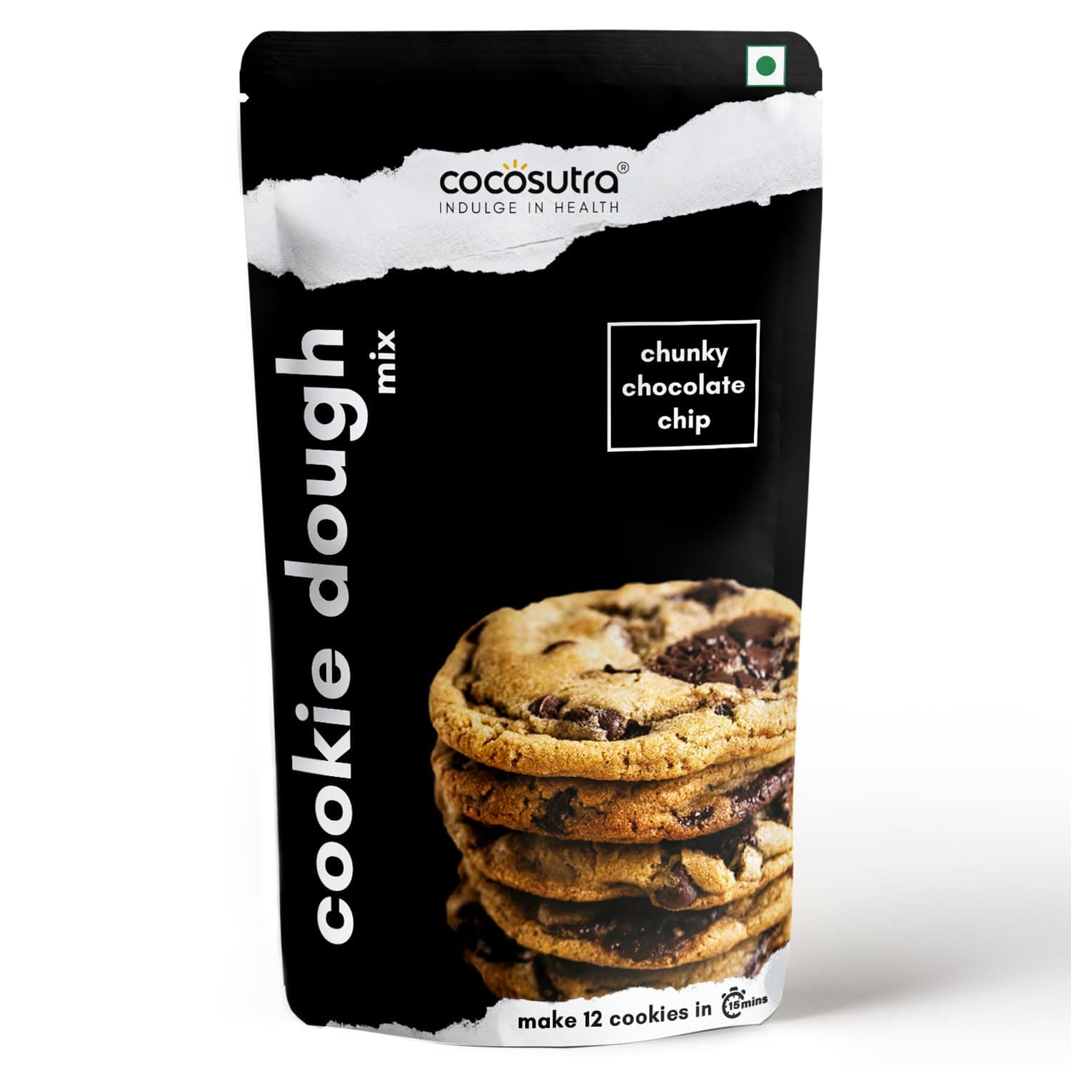 Cocosutra Chunky Chocolate Chip Cookie Dough Mix, 220g | Chip Cookie Premix, Ready to Bake, Vegan & Eggless, Soft & Chewy, 100% Natural Baking Mix