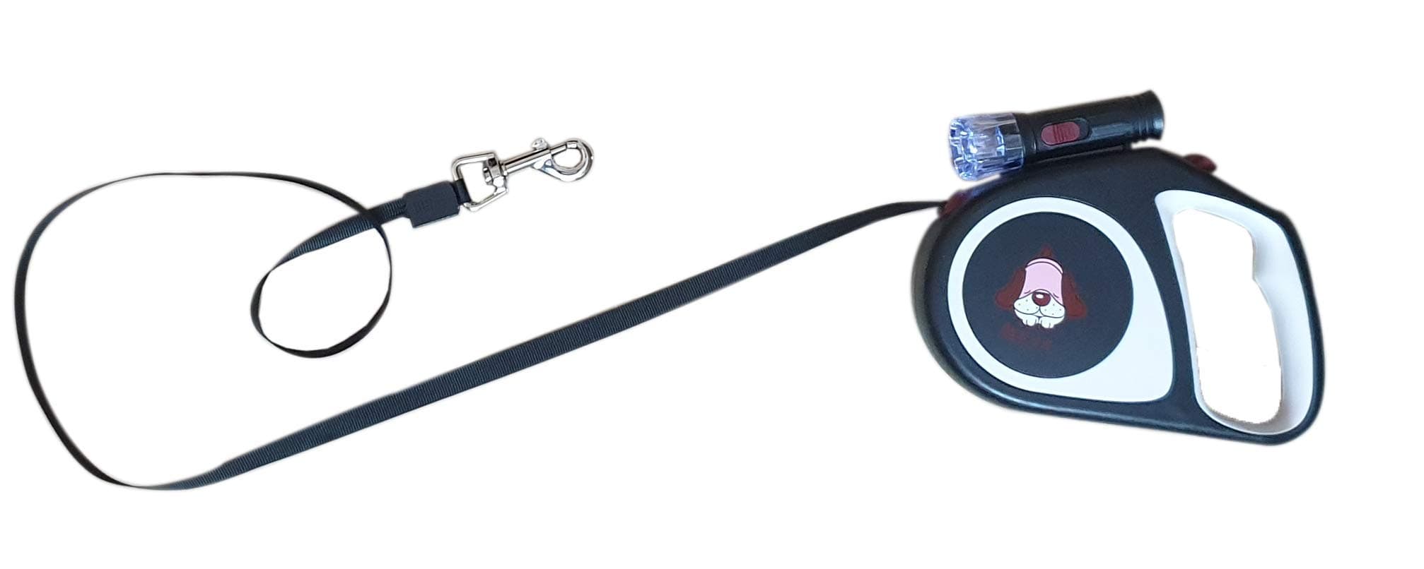 A+a Pets Leash with Torch for Pet (5 metres, Black), Black, Extra Large, 90 g