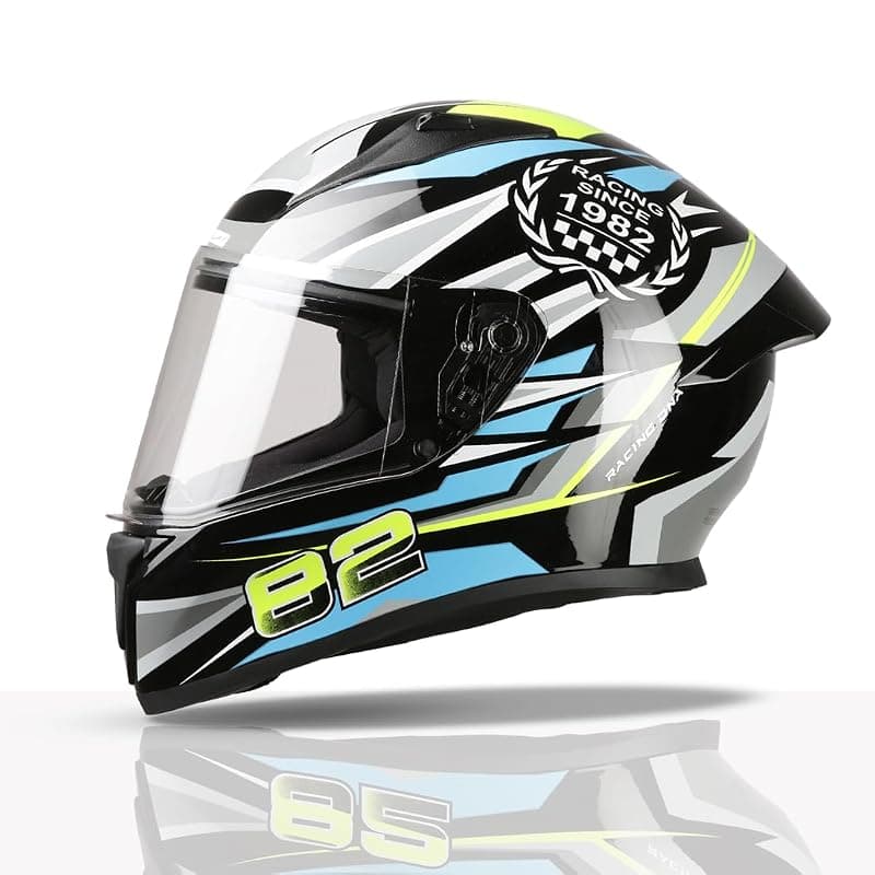 TVS Racing Titan Series Full Face Helmet for Men | Premium Bike Helmets with ABS Shell, UV Paint | Quick Release System | Aerodynamic Design | DOT & ISI Certified