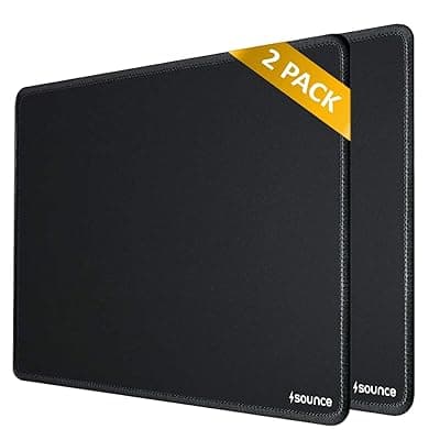 Sounce Mouse Pad (Pack of 2) 230 x 190 x 2mm, Durable &amp; Smooth Surface, Non-Slip Rubber Base, Waterproof Design, Ideal for Laptop, PC, Laser &amp; Optical Mice (Black)