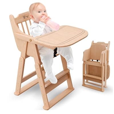 Lifelong Cuppy Premium Wooden High Chair &amp; Baby Eating Food Chair for Kids 0-5 Years, Easy Fold Feeding &amp; Dining Chair, 5-Point Harness for Safe Mealtime