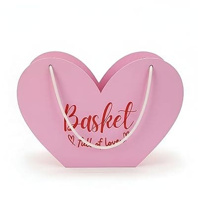 KIKIMONI Wooden Gift Basket | Wooden Basket for Gift Hamper | Decorative Storage Basket | Hamper for Valentine's Day, Anniversary, Wedding | Romantic Home Decor | Heart Shaped (11 x 8 Inches)