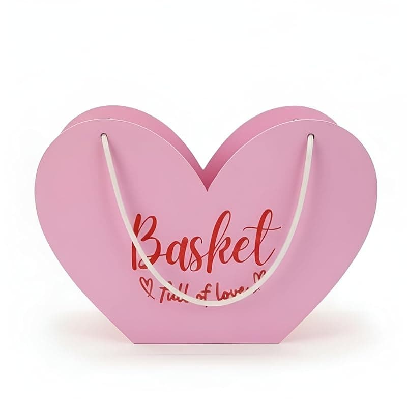 KIKIMONI Wooden Gift Basket | Wooden Basket for Gift Hamper | Decorative Storage Basket | Hamper for Valentine's Day, Anniversary, Wedding | Romantic Home Decor | Heart Shaped (11 x 8 Inches)