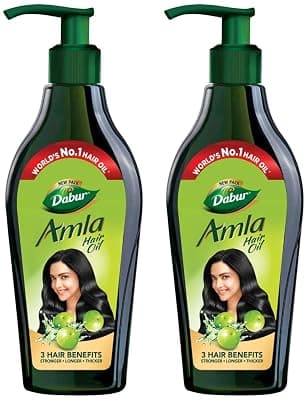 Dabur Amla Hair Oil - 1100ml (550ml x 2) | For Strong, Long and Thick hair | Nourishes Scalp | Controls Hair Fall, Strengthens Hair &amp; Promotes Hair Growth