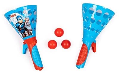 Ratna's Sky Ping Pong Marvel Avengers Captain America Pop &amp; Catch Plastic Click and Catch Twin Ball Indoor &amp; Outdoor Game Toy Set for Boys &amp; Girls