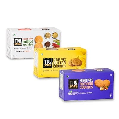 TruSnax Sugar-Free Cookies Assorted Combo Pack | Butter, Almond & Millet Cookies | No Preservatives | 360 g