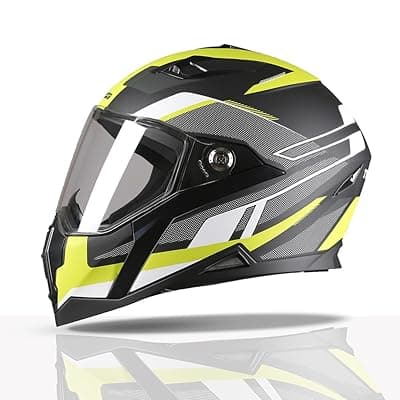 TVS Racing Anti Matter Full Face Helmet for Bike & Motorcycle Riders-DOT & ISI Certified-Lightweight ABS Shell, UV Resistant-Ventilated Comfort Liner, Quick-Release Visor & Chin Strap
