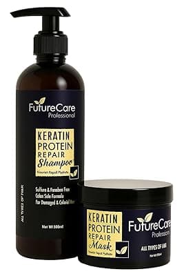 Keratin Protein Repair Shampoo and Hair Mask Set, Sulfate &amp; Paraben Free, for Damaged &amp; Colored Hair, 500+500 ML