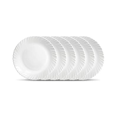 LaOpala Diva, Classique Collection, Opal Glass Full Plate Set 11" 6 pcs, Plain White