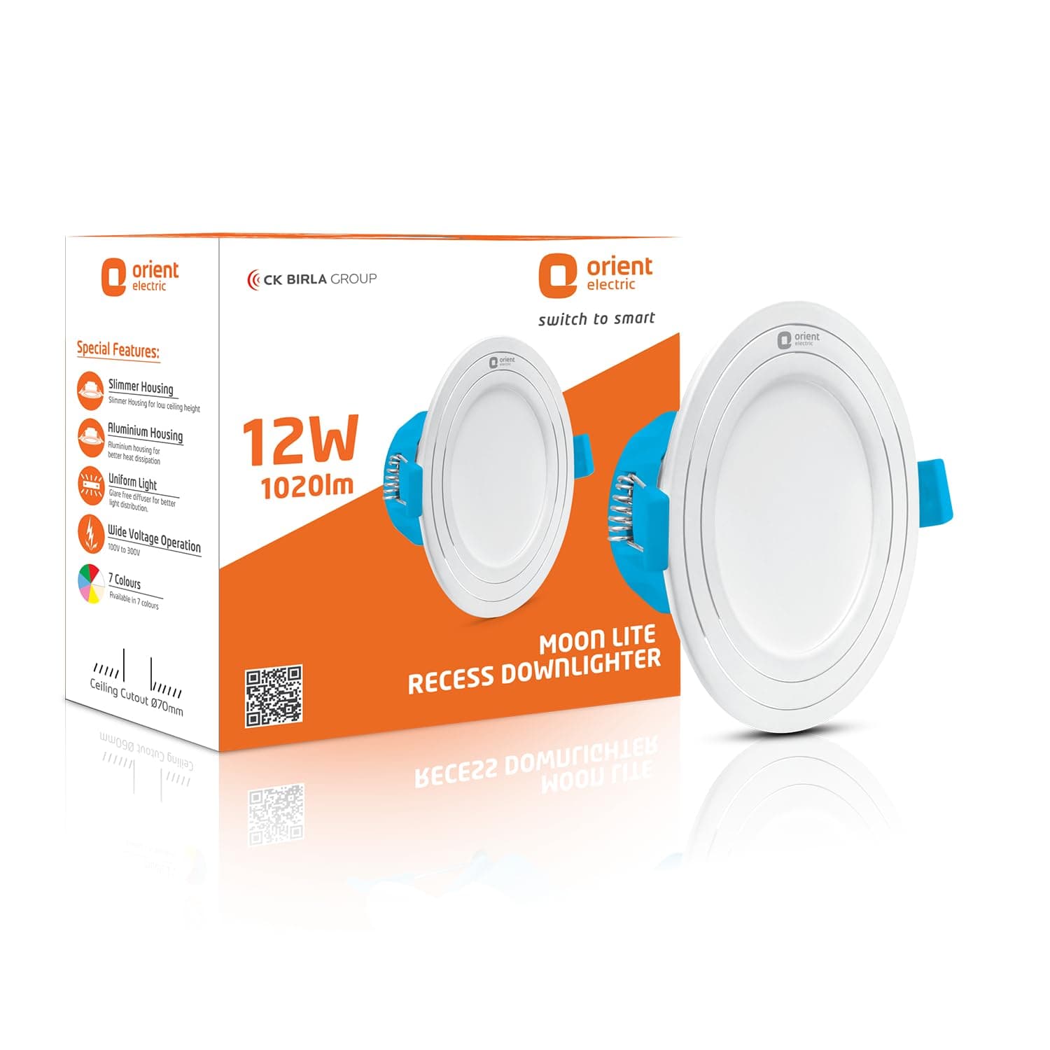 Orient Electric Moonlite 12W LED Ceiling Light | 3000K, Warm White | Round Recessed Ceiling LED Light | Suited for 3 inch Junction Box | Pack of 1