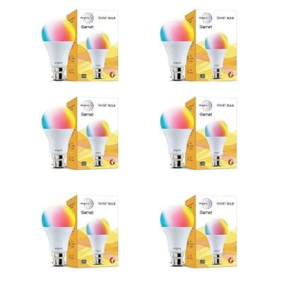 wipro NS9200 B22D Wi-Fi Enabled Smart LED Bulb for Amazon Alexa &amp; Google Assistant (9W, White) | Pack of 6