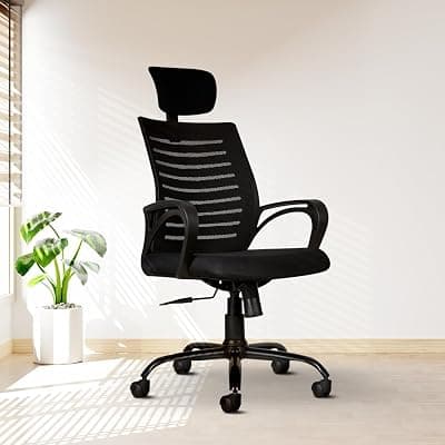 CELLBELL Desire C104 Mesh High Back Ergonomic Office Chair - Adjustable Seat Height, Sturdy Metal Base, Revolving Study &amp; Computer Chair for Work from Home, Black