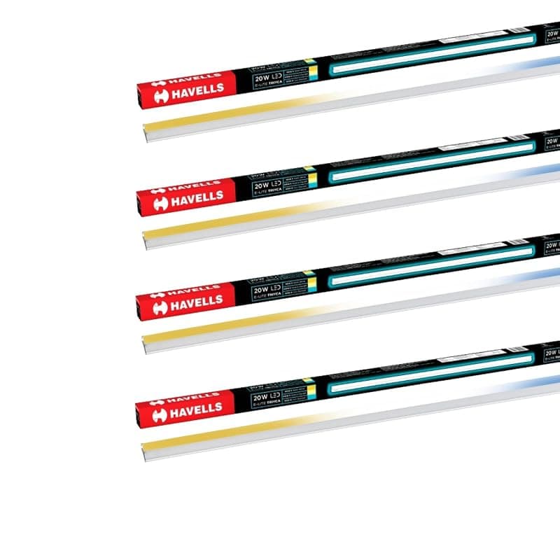 Havells 20W 3 in 1 LED Batten Tubelight|Energy Efficient|Three Color Temperatures(Warm White,Neutral White,Cool White)|Upto 4KV Surge Protection |Made in India | (Triyca)|Pack of 4