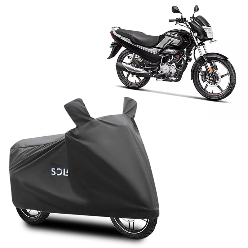Amazon Brand - Solimo Bike Cover for Hero Splendor with Carry Bag | Dustproof | UV Protection (Silver)