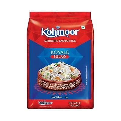 Kohinoor Pulao Basmati Rice, 1 kg | Long-Grain Basmati (Cooked grain up to 18 mm) | Aromatic &amp; Flavorful Rice | Ideal for Pulao