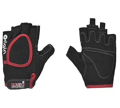 USI UNIVERSAL Gym Gloves - Workout Powerlifting Gloves, Microfiber, Padded Palm & Silicon Tab Closure - X-Large, Navy Blue