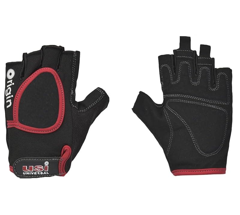 USI UNIVERSAL Gym Gloves - Workout Powerlifting Gloves, Microfiber, Padded Palm & Silicon Tab Closure - X-Large, Navy Blue