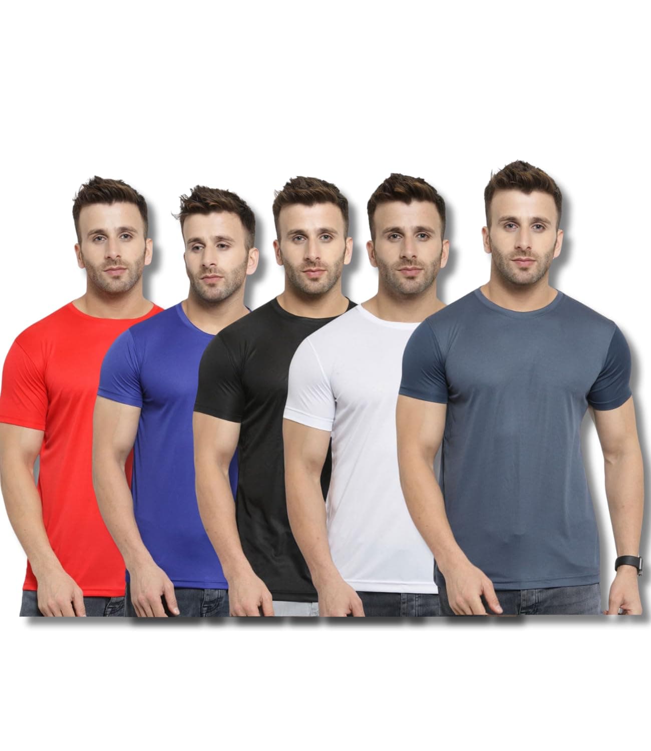 AWG ALL WEATHER GEAR (Pack of 5, Dry Fit T Shirts for Men