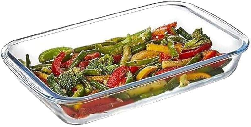 Borosilicate Glass Baking Tray for Kitchen, 1000 ml, Baking Dish, Serving Bowl, Oven &amp; Microwave, Dishwasher and Freezer safe, Rectangle, Transparent, Glass Bowl Container