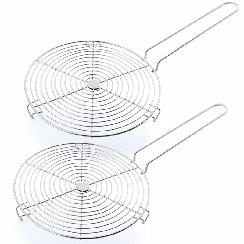 Signoraware Papad Roaster Round (Steel), Set of 2, Silver, Standard
