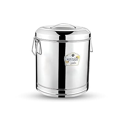 Mintage Storage Box Drum 7 Liters,10 No|Steel Dibba|Kitchen Food Storage Container|Kothi|Canisters|Dabba|Containers for Kitchen with Lid|Storage Box Drum|Rice Storage Container,Silver