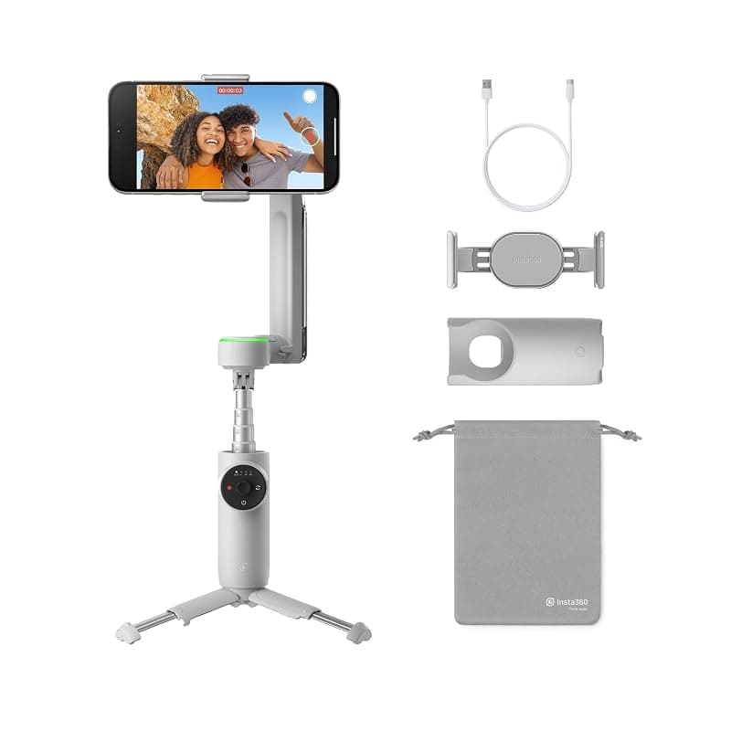 Insta360 Flow Pro - AI-Powered Gimbal Stabilizer for Smartphone, Apple DockKit Enabled, 360º Infinite Pan Tracking, 3-Axis Stabilization, Built-in Tripod, Portable &amp; Foldable, AI Tracking