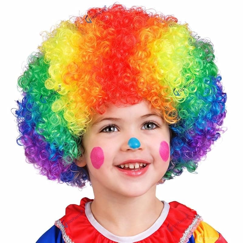 GRAPHENE Holi Cap Premium Curly Afro wigs Clown Joker Malinga Cap Unisex Funky Hair Wig For Kids & Adults Holi Party Accessories Halloween Funny Wigs For Party (Pack Of 1)