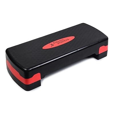 Fitness Mantra® Aerobic Adjustable Gym Stepper for Exercise at Home| Ideal for Cardio, Strength Training &amp; Pilates|1 Piece| Black + Red|