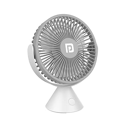 Portronics Aero Breeze Portable Table Fan 178mm, USB Rechargeable Fan, 3 Speed Airflow, Battery Powered Silent Operation, 4 Hours Back Up, 360° Rotatable USB Fan, BLDC Fan for Kitchen,Office,Home
