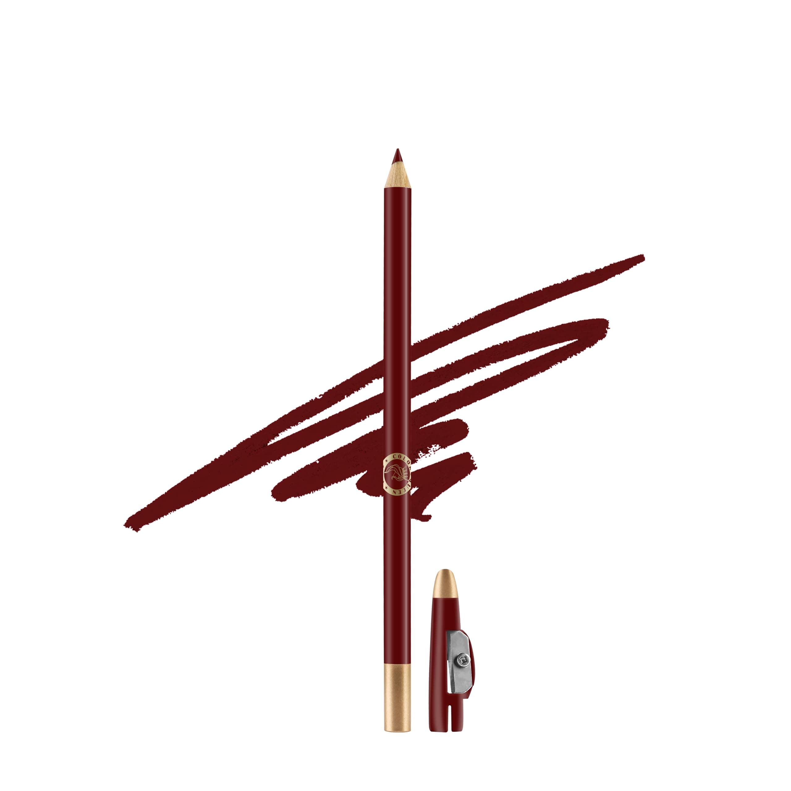 Colors Queen Eye Liner & Lip Liner Pencil Enriched with Vitamin A & E | Bold & Matte Lip Liner, Highly Pigmented Lip Liner Pencil with Sharpener (23 - Cherry Red)