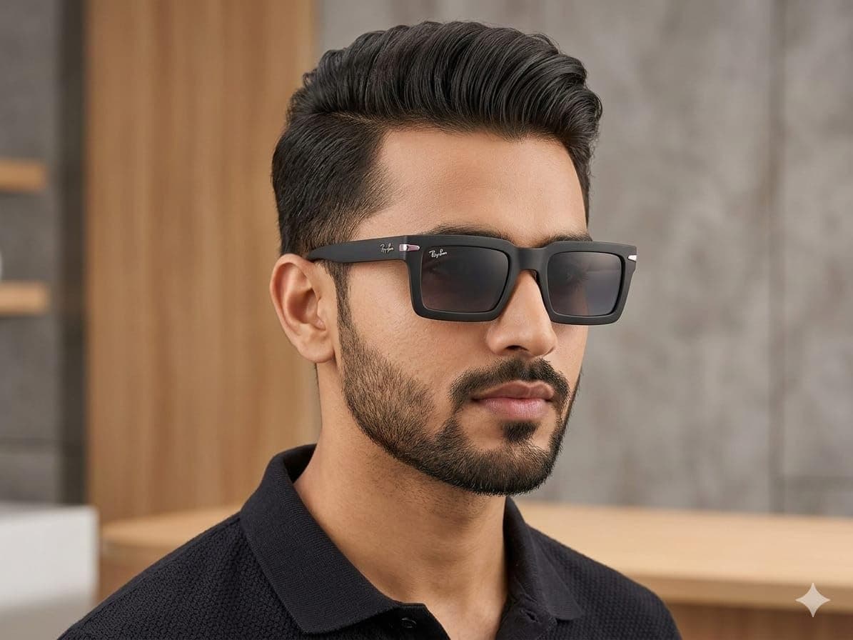 Summer and all seasons Retro Sunglasses for Men | Fashionable EyewearSquare shapeBlack|Shade sunglass
