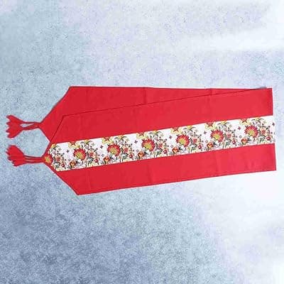 Wonderchef Como Table Runner with Floral Print- Red