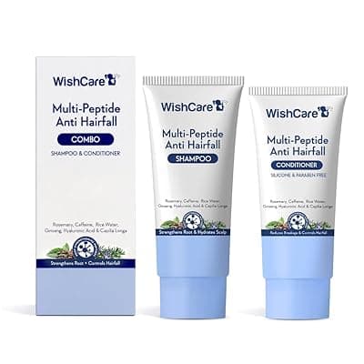 WishCare Multi Peptide Anti Hairfall Shampoo & Conditioner Combo | Rice Water, Rosemary, HA & Caffeine | Hair Fall Control, Stronger Roots & Thicker Hair | For Men & Women