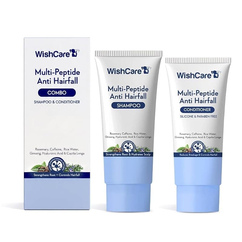 WishCare Multi Peptide Anti Hairfall Shampoo & Conditioner Combo | Rice Water, Rosemary, HA & Caffeine | Hair Fall Control, Stronger Roots & Thicker Hair | For Men & Women