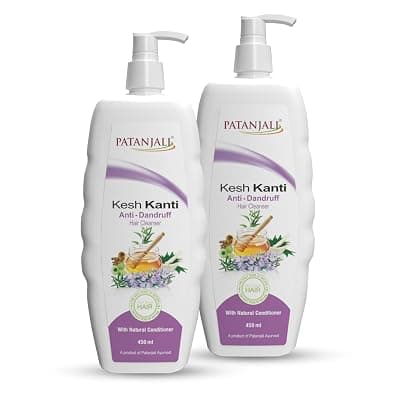 Patanjali Kesh Kanti Anti-Dandruff Shampoo 450ml, Herbal Hair Cleanser for Dandruff Control (Pack of 2)