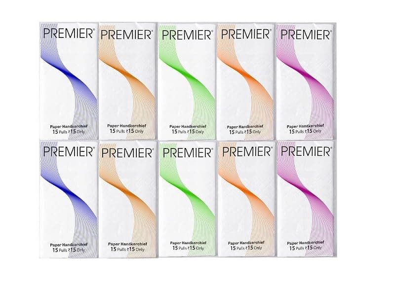 Premier Pocket Hanky 2-Ply Soft Tissues - Pack of 10 (15 Pulls Each, 150 Sheets Total) | Ultra-Soft, Strong & Gentle | Travel-Friendly Facial Tissues for Home, Office & On-the-Go Hygiene