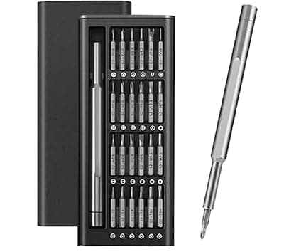 Precision Screwdriver Set, 24-Piece, Magnetic Bits, Electronics Repair Tool Kit, Black Case