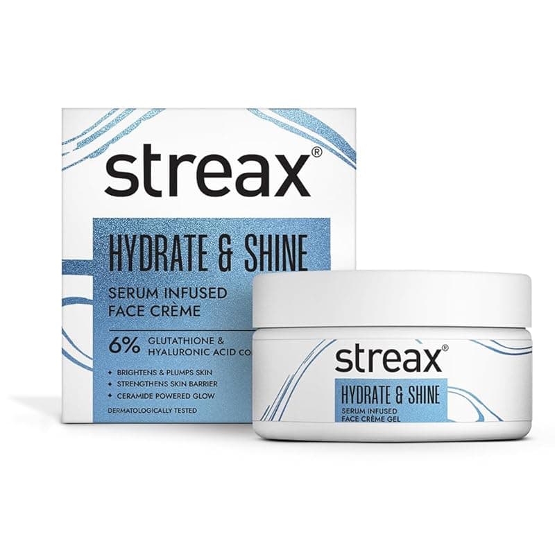 Streax Hydrate &amp; Shine Serum Infused Face Cream Gel, 50 gm with 6% Glutathione &amp; Hyaluronic Acid Complex