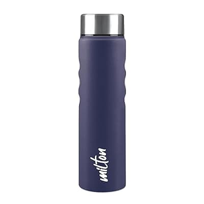 MILTON Stream 1000 Stainless Steel Water Bottle 1000 ml, Single Walled, ISI Certified I Leak Proof Lid, Rust Proof I For School, Office, Gym I Dark Blue