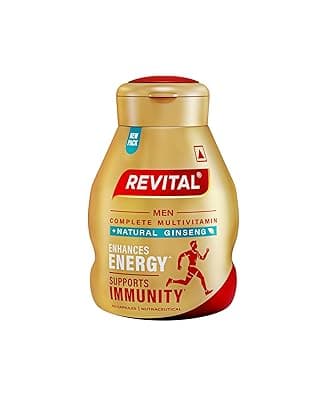 Revital H Multivitamin For Men (60 Capsules) With Natural Ginseng, Zinc, 10 Vitamins & 8 Minerals For Daily Energy, Stamina & Immunity (packaging may vary)