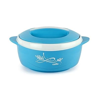 Cello Sapphire Insulated Inner Steel Casserole for Roti, 1250ml, Blue | Hot Box for Kitchen | Hot Pot for Home | Chapati Box | Locks in The Cold &amp; Heat for Long | Serving Bowl with Lid