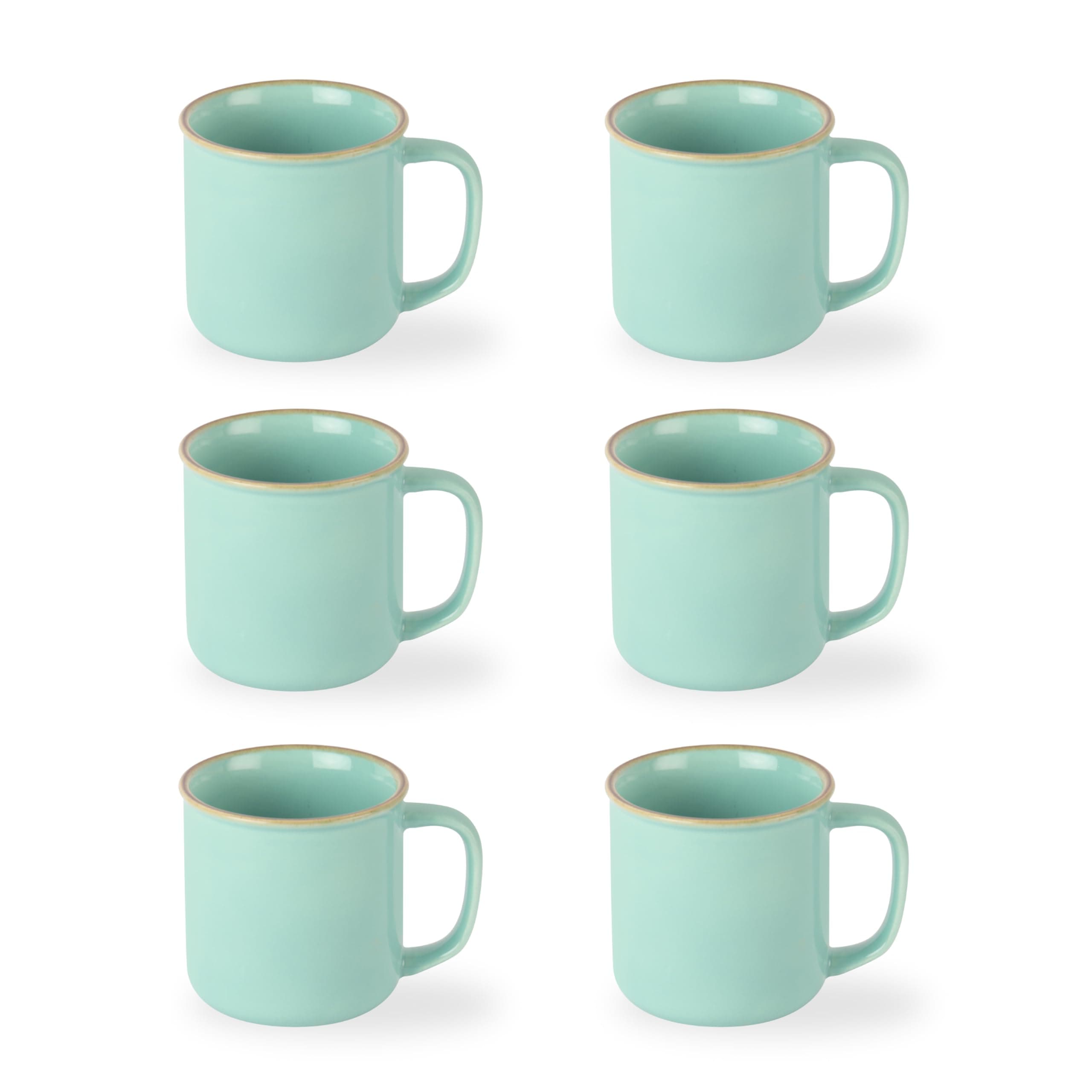 CELLO Estella Nexus Color Tropical Plain Mug Set of 6, 250ml, Blue | Scratch Resistant | Porcelain Tea, Coffee Mug Set | Ideal for Daily Use & Gifting | Dishwasher Safe | Big Mug |