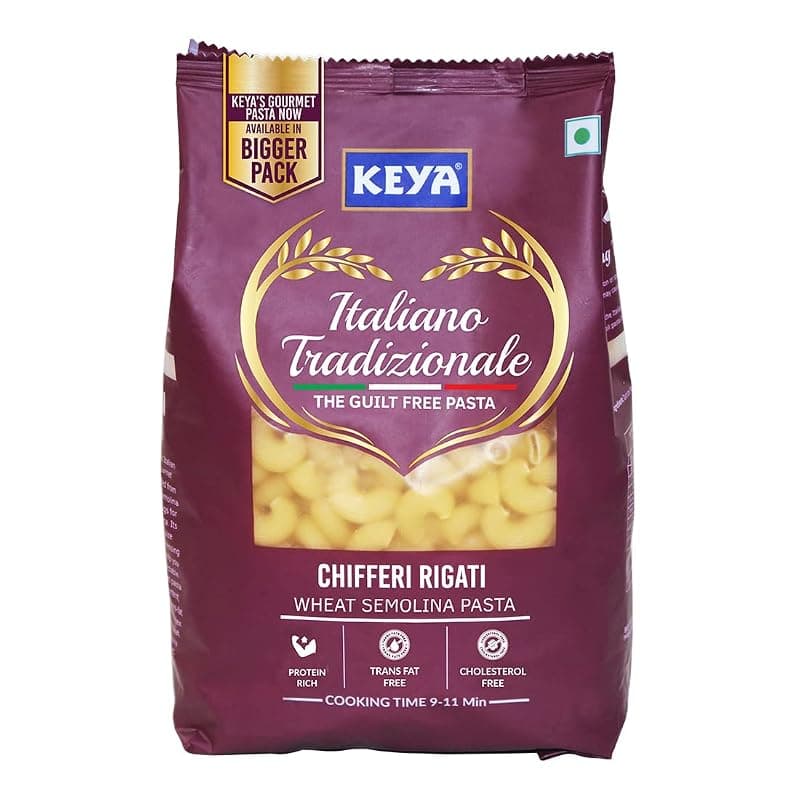 Keya Elbow Pasta 1kg, 100% Durum Wheat Pasta | Vegetarian | No MSG | Low in Calories | No Trans Fats | Healthy | Cooked in 10 Minutes