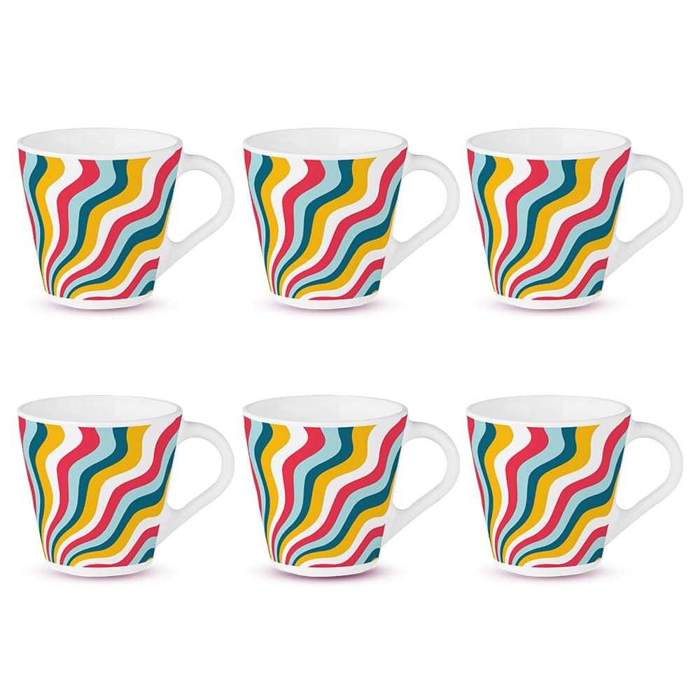 Larah by BOROSIL Novelty Series Kroma Opalware Mug, Set of 6 Tea/Coffee Mugs, 160 ml Each, Microwave & Dishwasher Safe, Bone-Ash Free, Crockery Set Ideal for Daily Use & Gifting, White