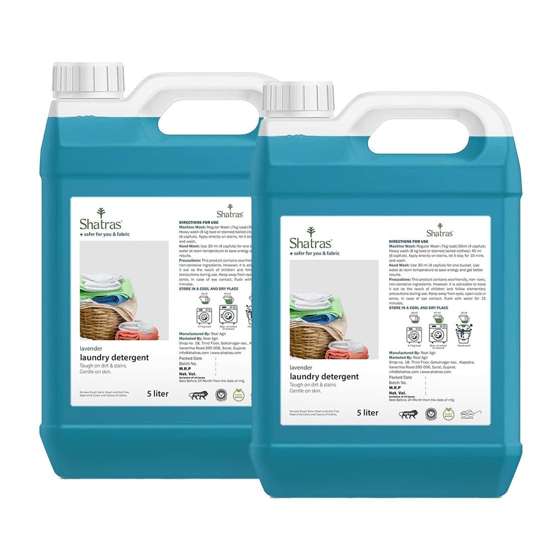 Shatras Liquid Detergent, Suitable for Top Load & Front Load for Machine and Hand Wash, Eco friendly, Natural liquid detergent for all type of clothes (10L)